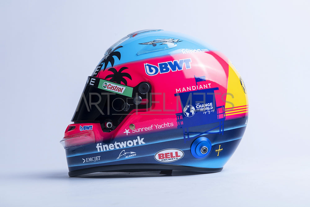 Fernando Alonso 2022 Miami Grand Prix F1 Full-Size 1:1 Replica Helmet