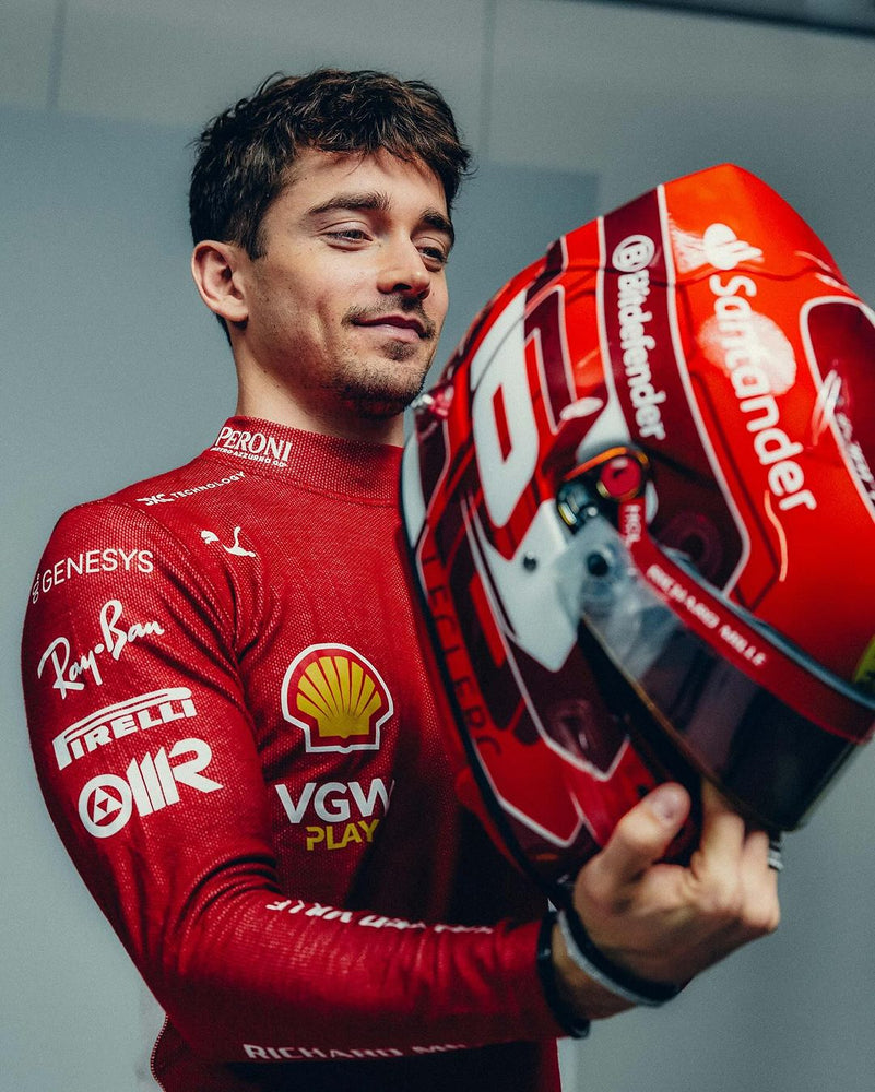 Charles Leclerc’s new Ferrari helmet for 2024 F1 season. – Art of Helmets