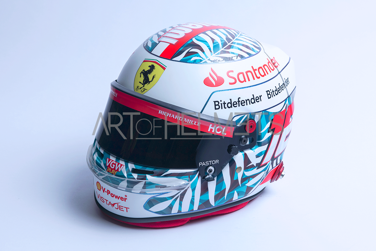 custom motorcycle helmets miami Charles Leclerc 2023 Miami GP F1 Helmet | Full-Scale 1:1 Replica