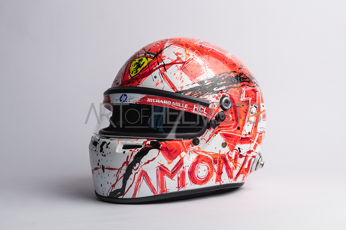 charles leclerc football helmet SCUDERIA FERRARI 2019 GERMAN GP ORIGINAL Bell half In pictures: special helmet design