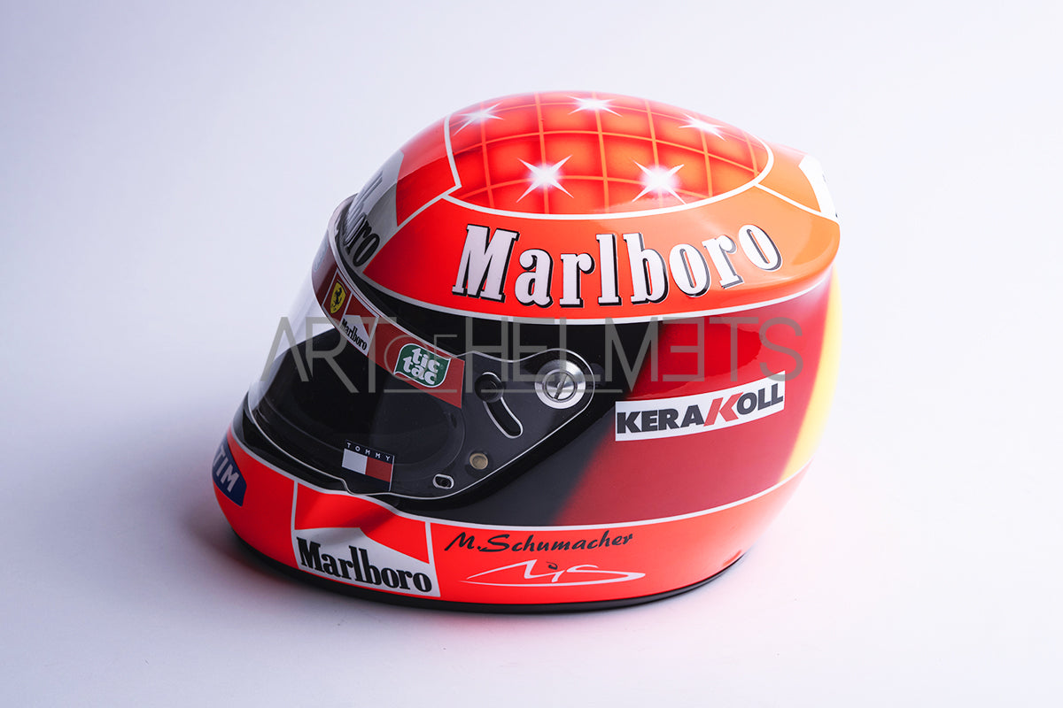 Mini Casco Michael Schumacher 2001 Ferrari Formula 1 (Scala 1:5) Nuovo Mini Casco Michael Schumacher 2001 Ferrari Formula 1 (Scala 1:5) Nuovo