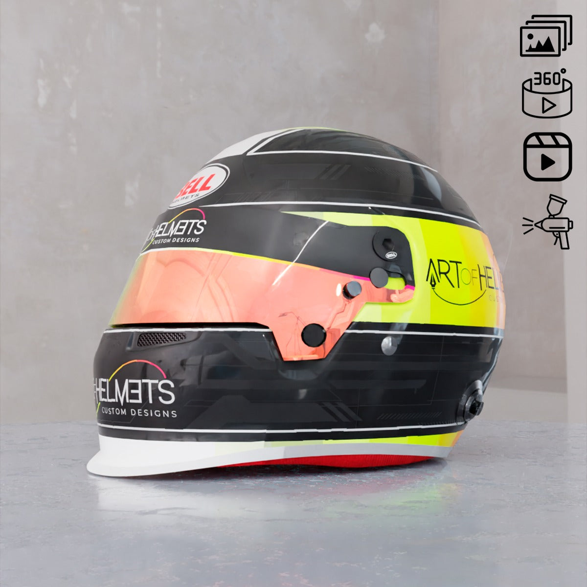 custom designed motorcycle helmets Package 4: Helmet Custom Design 3D Rendered Images + 360° Video + IG R – Art of Helmets
